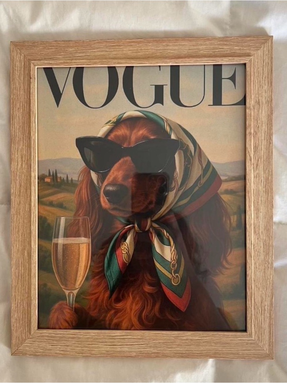 Vogue Dog Art Print Frame 8x10  - Long Haired Dachshund